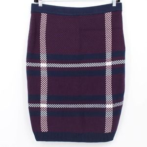 Eloquii Intarsia Plaid Knit Sweater Pencil Skirt Blue Purple Cotton Blend 18/20